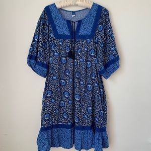 Old Navy TALL Puff Sleeve Tassel Peasant Dress